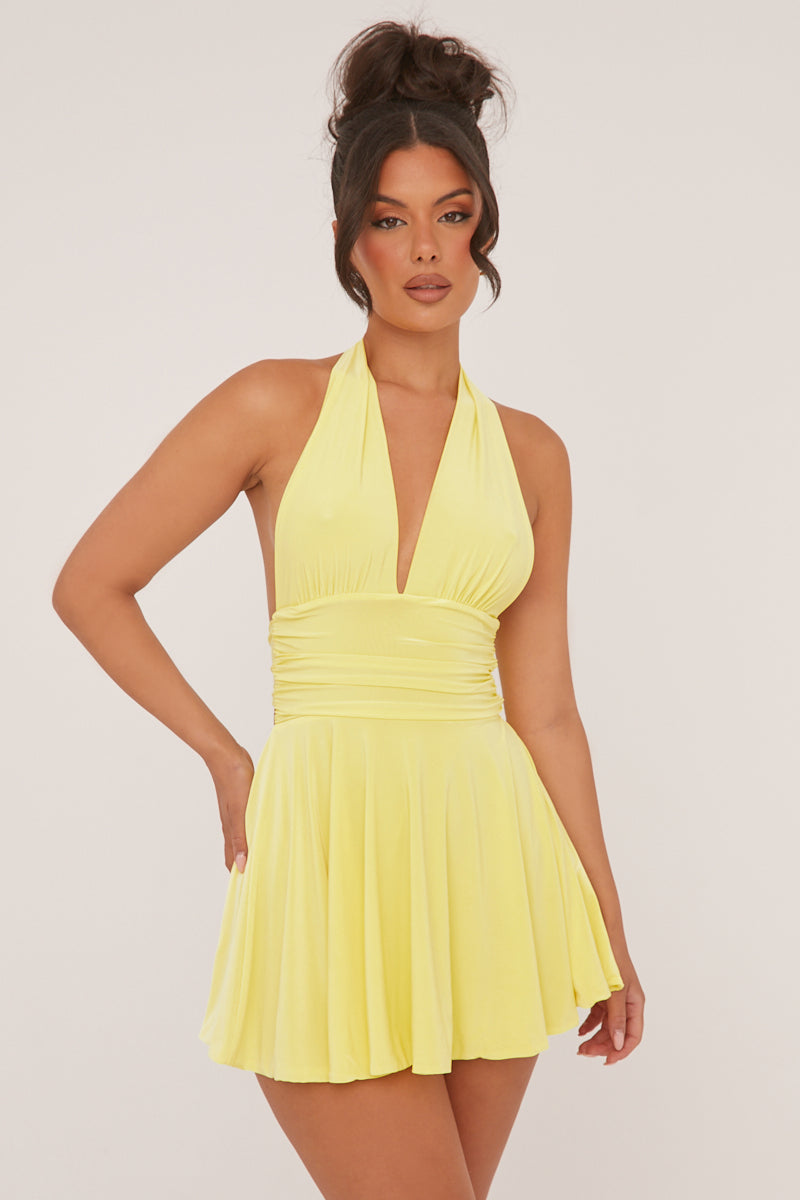 Victoria | Yellow Halter Dress